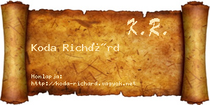 Koda Richárd névjegykártya